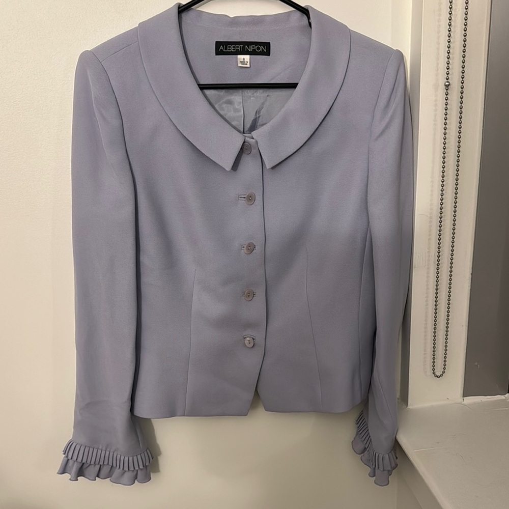Designer: Albert Nipon Women's Light Blazer with Beautiful Sleeve Ruffles